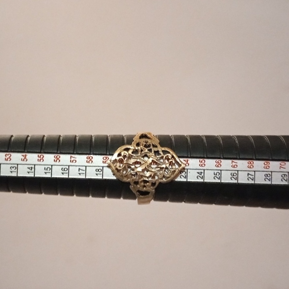 Vintage solid sterling silver diamond cut brutalist open work ring